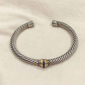 David Yurman cable bracelet with sapphires in 14k gold